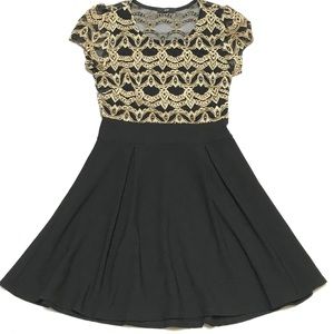 Gold Lace Little Black Dress